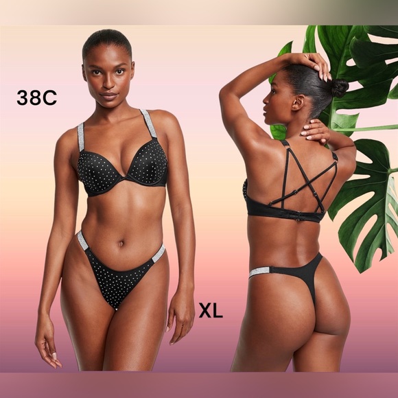 NEW X-LARGE VICTORIA'S SECRET SWIM Shine Strap Bombshell  SET PLUS FREE TOWEL - Picture 4 of 15